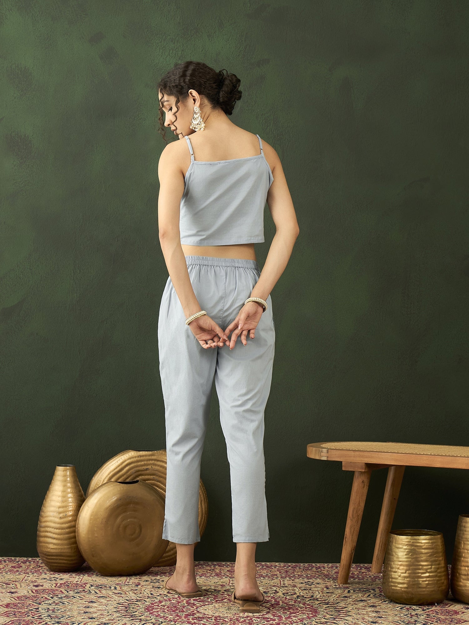 Blue Organza Kaftan Co-Ord Set - Elganza