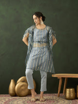 Blue Organza Kaftan Co-Ord Set - Elganza