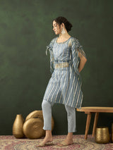 Blue Organza Kaftan Co-Ord Set - Elganza