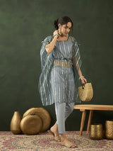 Blue Organza Kaftan Co-Ord Set - Elganza