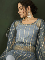Blue Organza Kaftan Co-Ord Set - Elganza