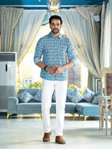 Blue Printed Shirt - Elganza