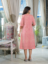 Brown Ikat Print Kurta With Striped Jacket - Elganza