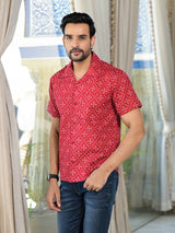 Red Bandhani Printed Shirt - Elganza