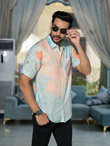Multicolor Marble Print Shirt - Elganza