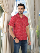Red Bandhani Printed Shirt - Elganza