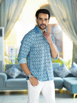 Blue Printed Shirt - Elganza