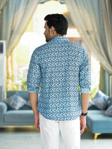Blue Printed Shirt - Elganza