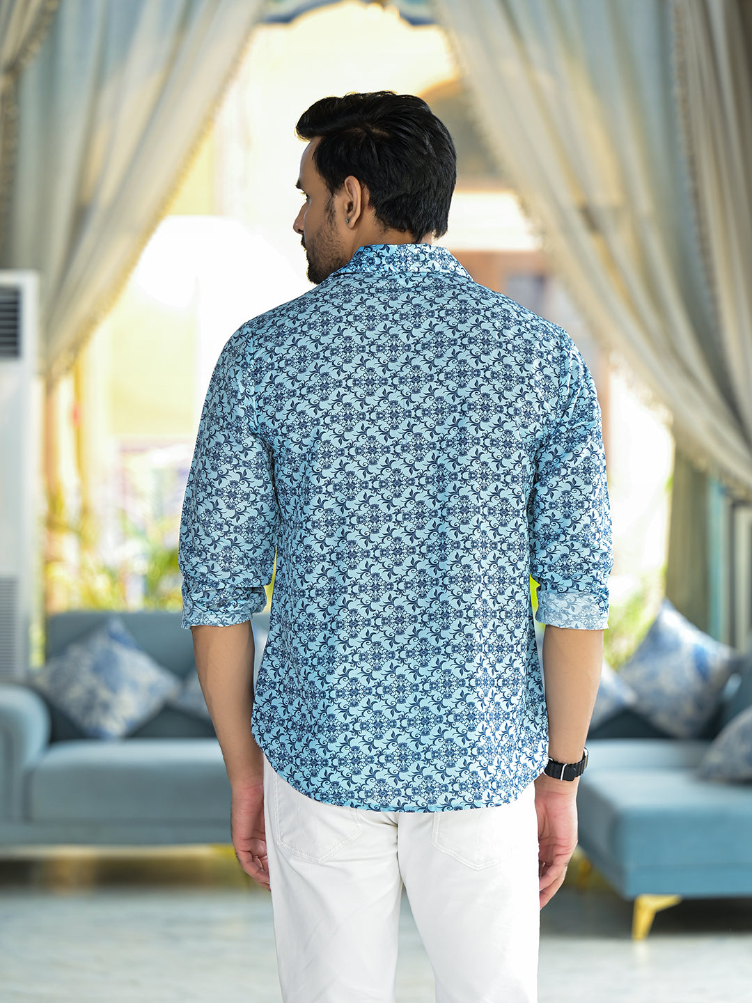 Blue Printed Shirt - Elganza