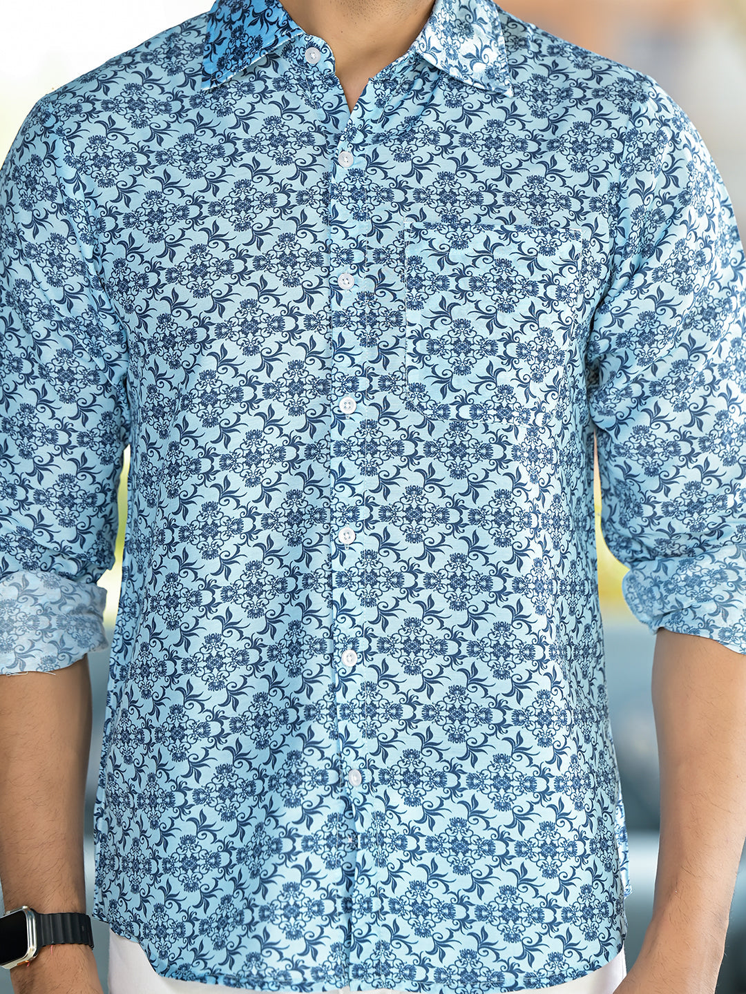 Blue Printed Shirt - Elganza