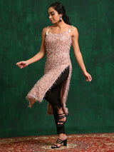 Peach Fur Designed Kurta - Elganza