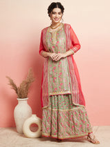 Green Floral Print Couple Combo - Elganza