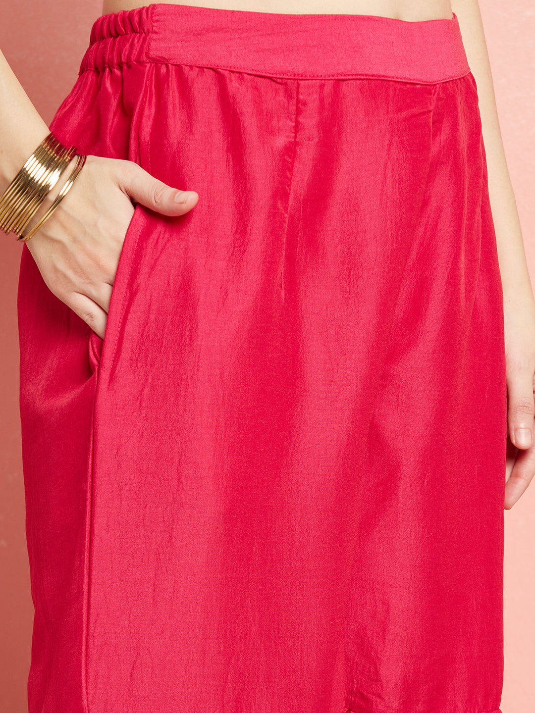 Pink Sequin Kurta With Sharara - Elganza