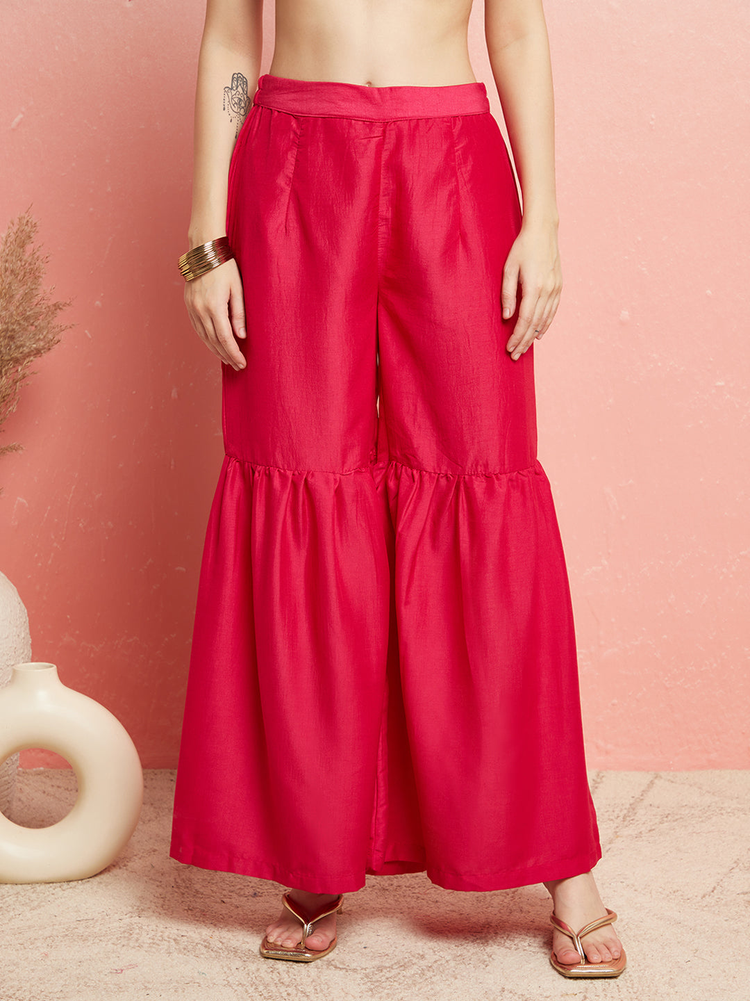 Pink Sequin Kurta With Sharara - Elganza