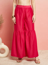 Pink Sequin Kurta With Sharara - Elganza