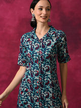 Cream Printed Cotton Kurta Set - Elganza