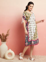 Multicolor Floral Print Gathered Dress - Elganza
