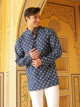 Blue Geometric Print Kurta - Elganza