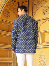 Blue Geometric Print Kurta - Elganza
