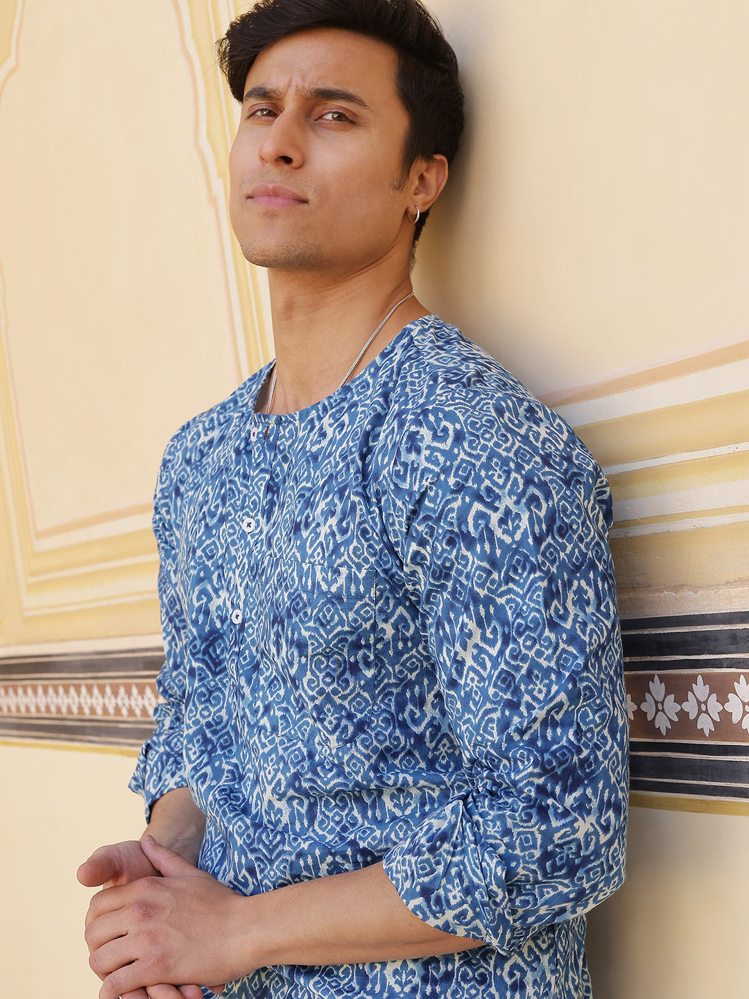 Blue Ethnic Motifs Kurta - Elganza