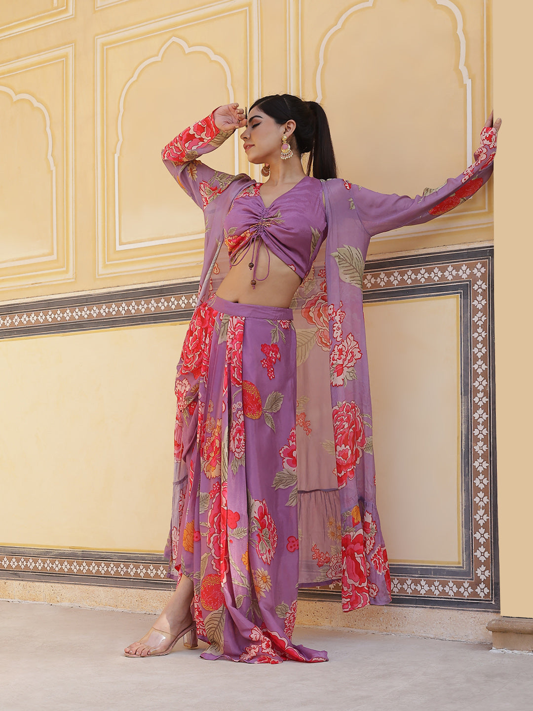 Lavender Floral Print Co-Ords Set - Elganza