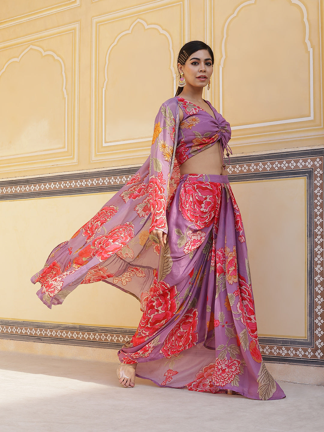 Lavender Floral Print Co-Ords Set - Elganza