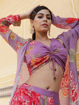 Lavender Floral Print Co-Ords Set - Elganza