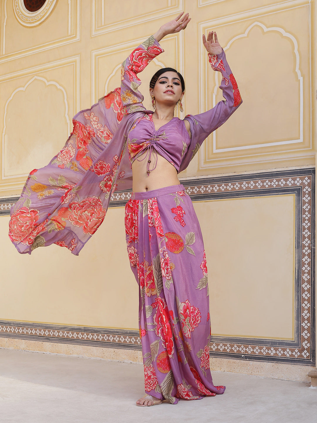 Lavender Floral Print Co-Ords Set - Elganza