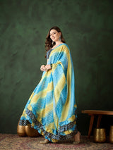 Blue Leheriya Print Lehenga Choli With Dupatta - Elganza