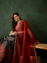 Maroon Brocade Lehenga Choli With Dupatta - Elganza