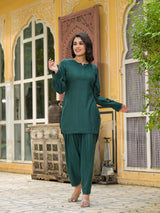 Elemerald Green Dobby Pakistani Kurta Salwar - Elganza