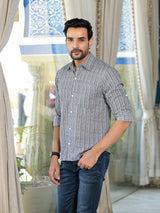 Grey Geometric print Shirt - Elganza