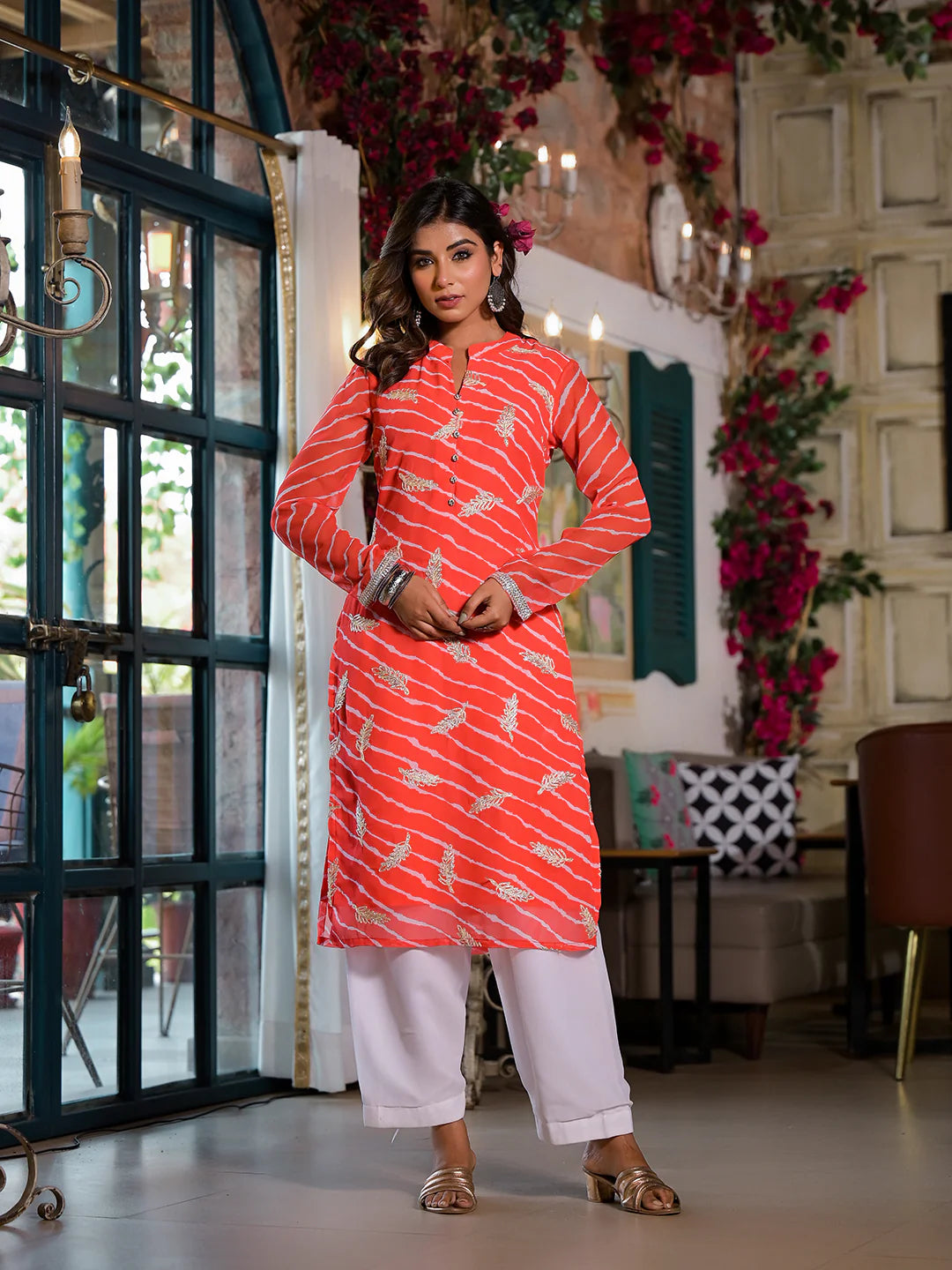 🌺 Elegant Red Gota Embroidery Work Kurta Set with Dupatta | Premium Festive Wear image 4