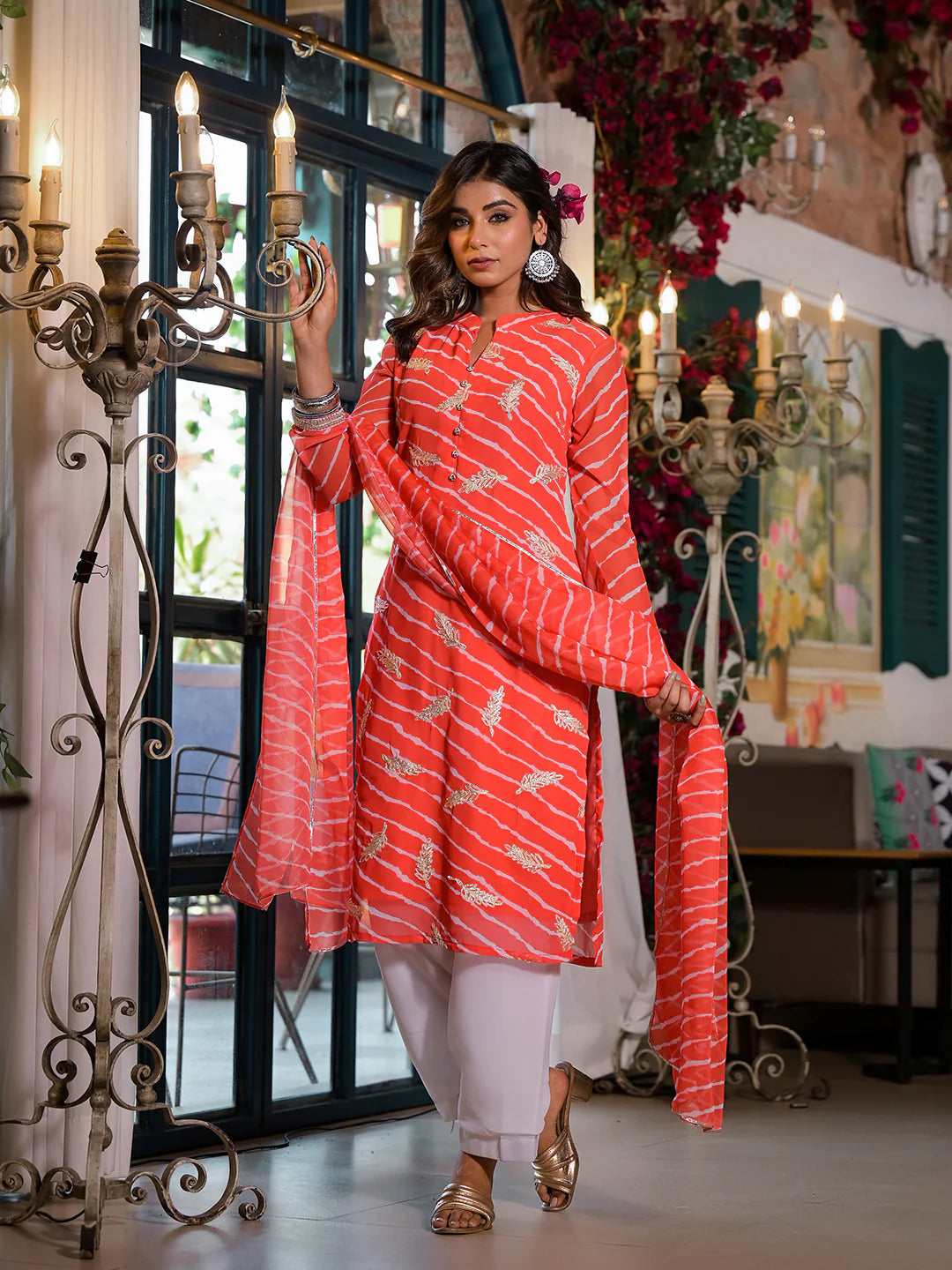🌺 Elegant Red Gota Embroidery Work Kurta Set with Dupatta | Premium Festive Wear image 7