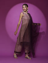 Brown Kurta Palazzo With Sequence Work Dupatta - Elganza