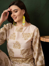 Cream Floral Print Co-Ord Set - Elganza