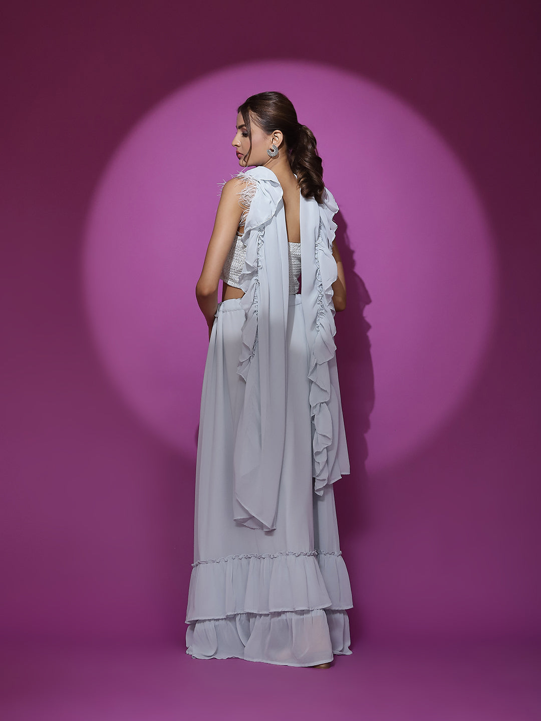 Pastel Blue Work Lehenga Choli With Dupatta - Elganza