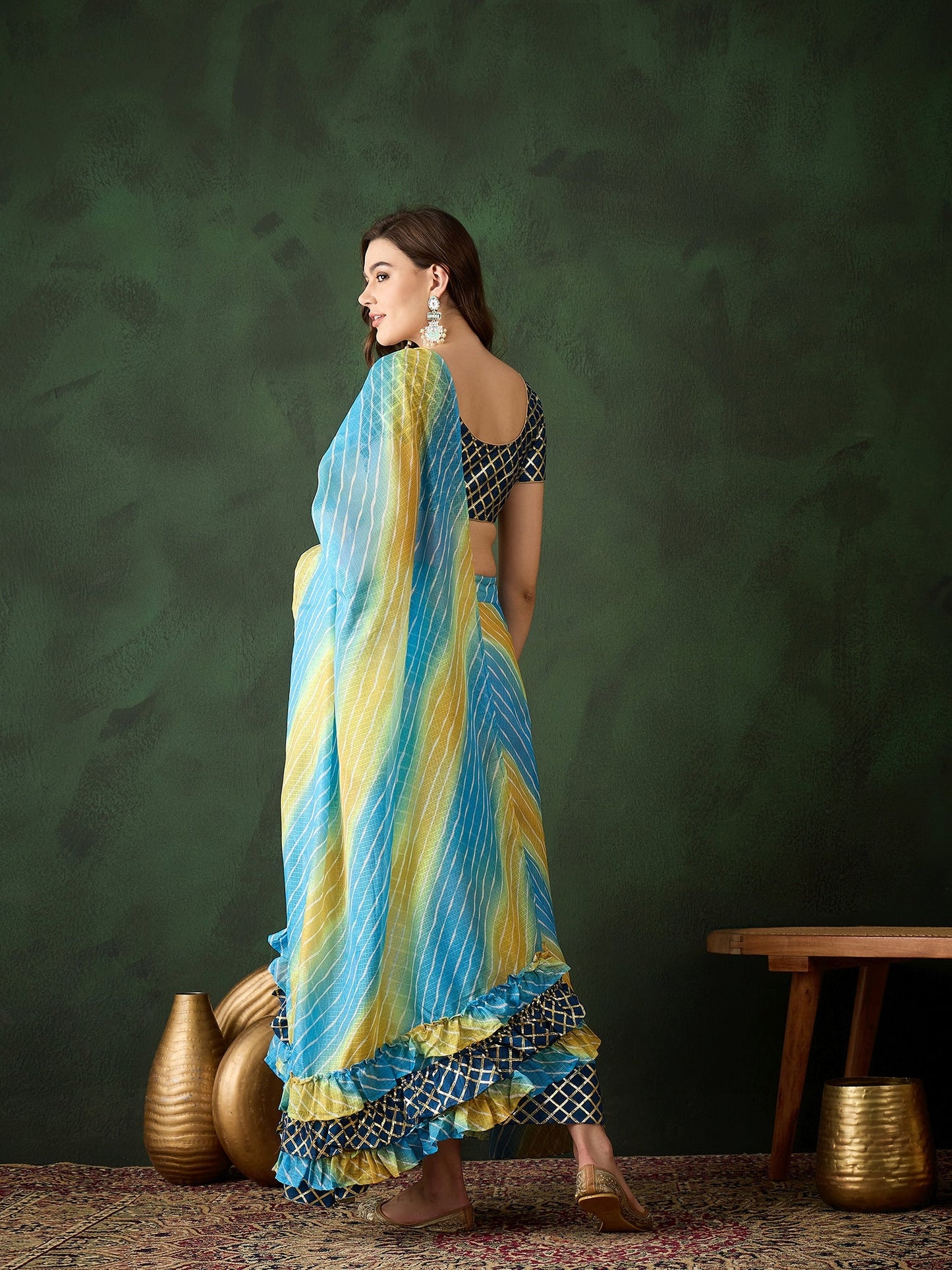 Blue Leheriya Print Lehenga Choli With Dupatta - Elganza