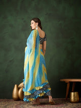 Blue Leheriya Print Lehenga Choli With Dupatta - Elganza