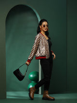 Cream Floral Print Jacket - Elganza