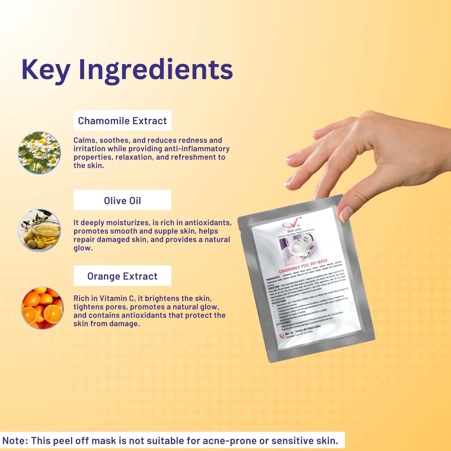 A+ Chamomile Peel-Off Mask (Pack of -2) image 2