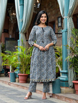 Blue Nyra Cut A-Line Kurta Set - Elganza