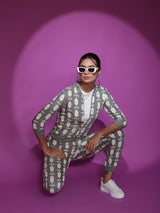 Grey Embroidered Jacket With Afgani Pant Co Ord Set - Elganza