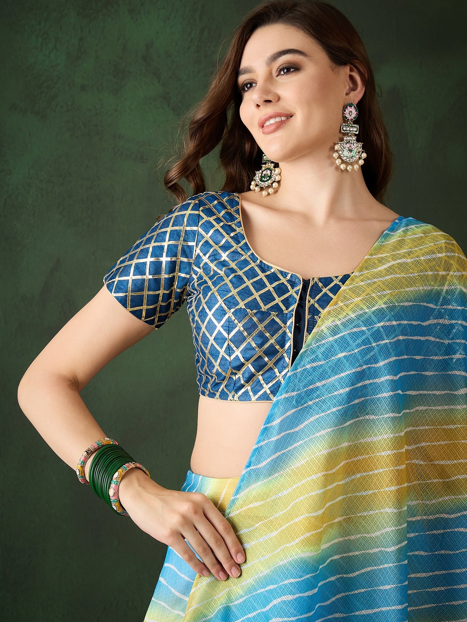 Blue Leheriya Print Lehenga Choli With Dupatta - Elganza