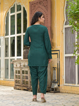 Elemerald Green Dobby Pakistani Kurta Salwar - Elganza