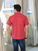 Red Bandhani Printed Shirt - Elganza