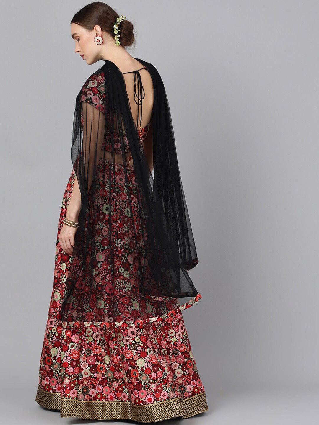 Multicolor Floral Print Lehenga Choli With Dupatta - Elganza