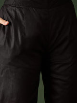 Black Embroidered Kurta With Palazzo - Elganza