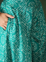 Green Bandhani Print Kurta Sharara With Dupatta - Elganza