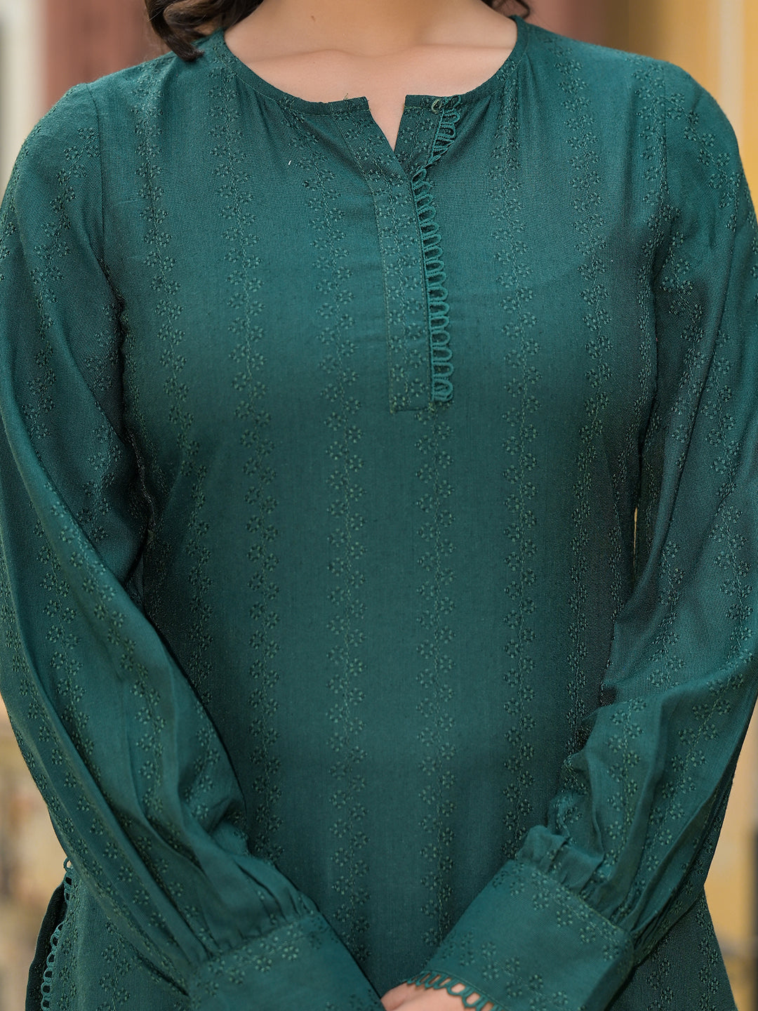 Elemerald Green Dobby Pakistani Kurta Salwar - Elganza
